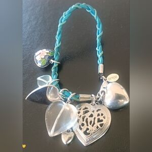 Express Silver and Blue Heart Charm Bracelet